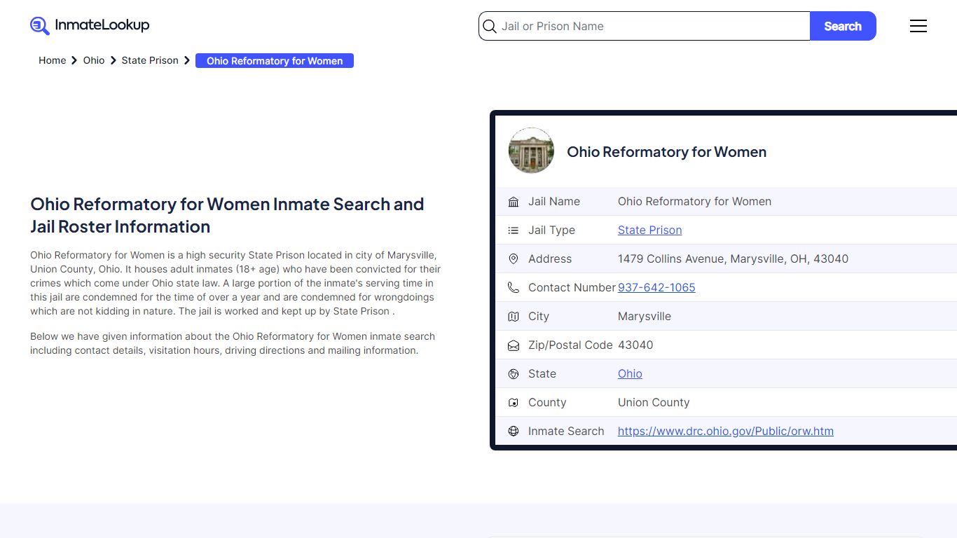 Ohio Reformatory for Women Inmate Search, Jail Roster, Bookings ...